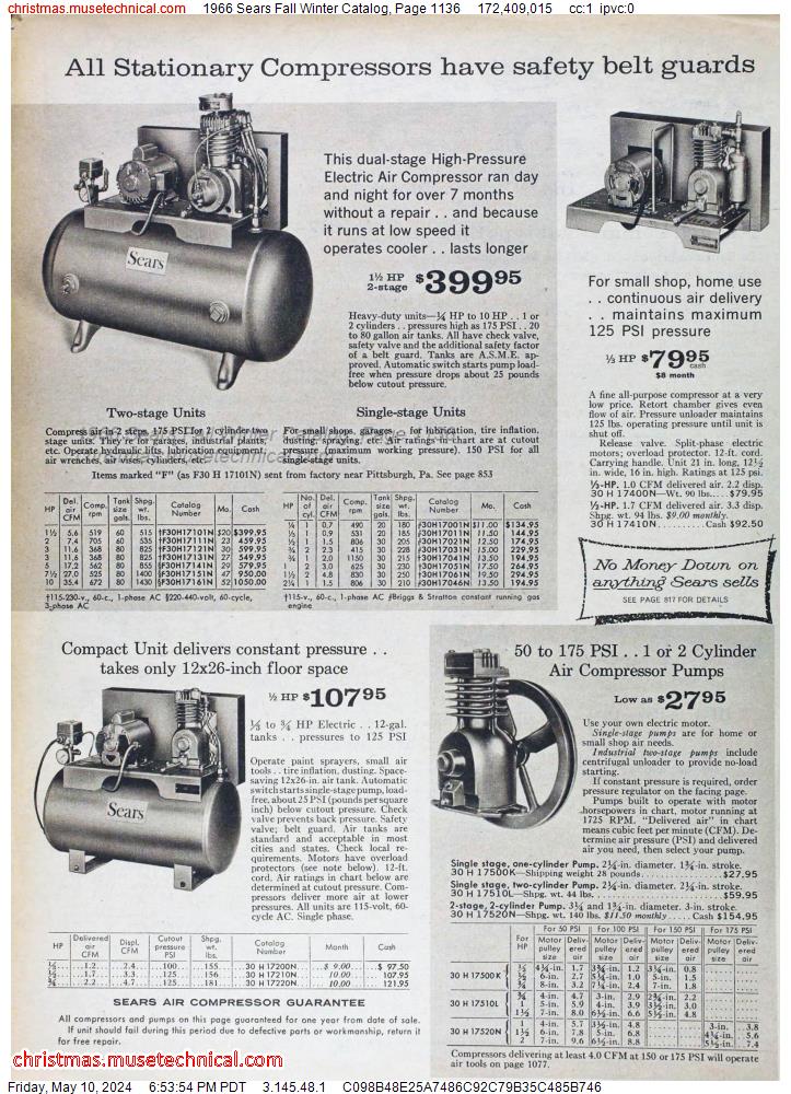 1966 Sears Fall Winter Catalog, Page 1136