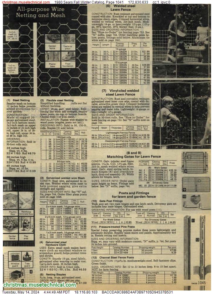1980 Sears Fall Winter Catalog, Page 1041