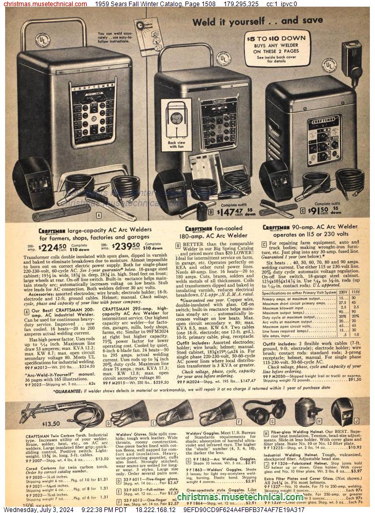 1959 Sears Fall Winter Catalog, Page 1508