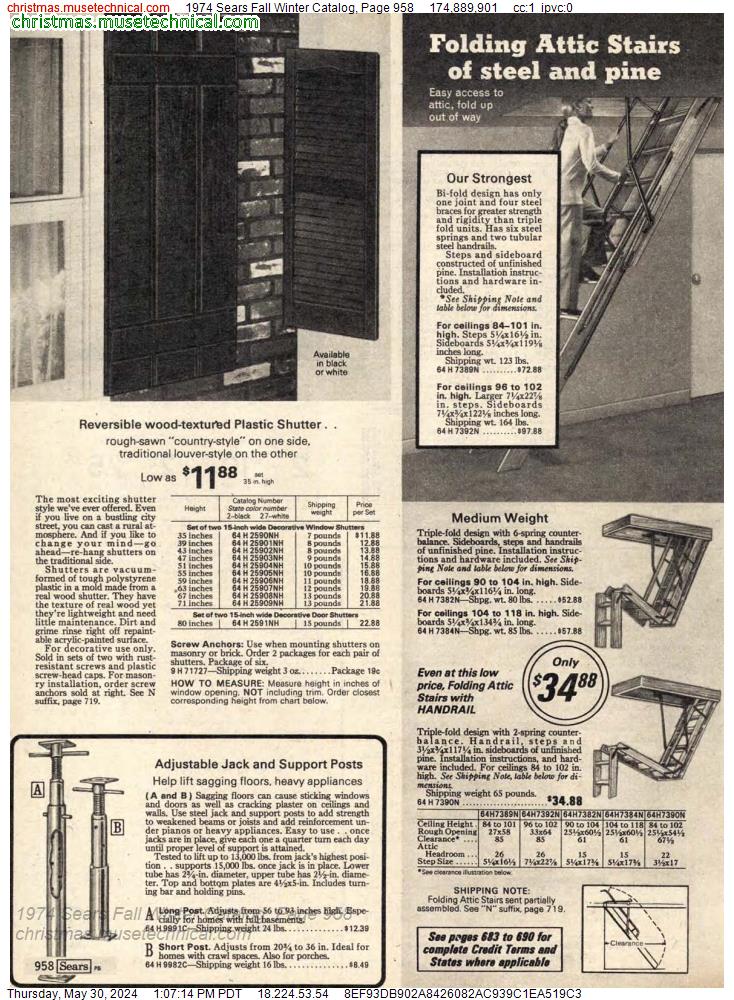 1974 Sears Fall Winter Catalog, Page 958