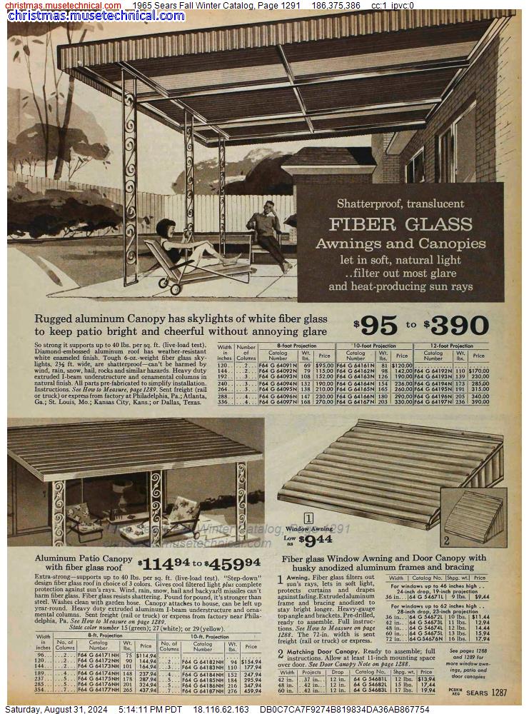 1965 Sears Fall Winter Catalog, Page 1291