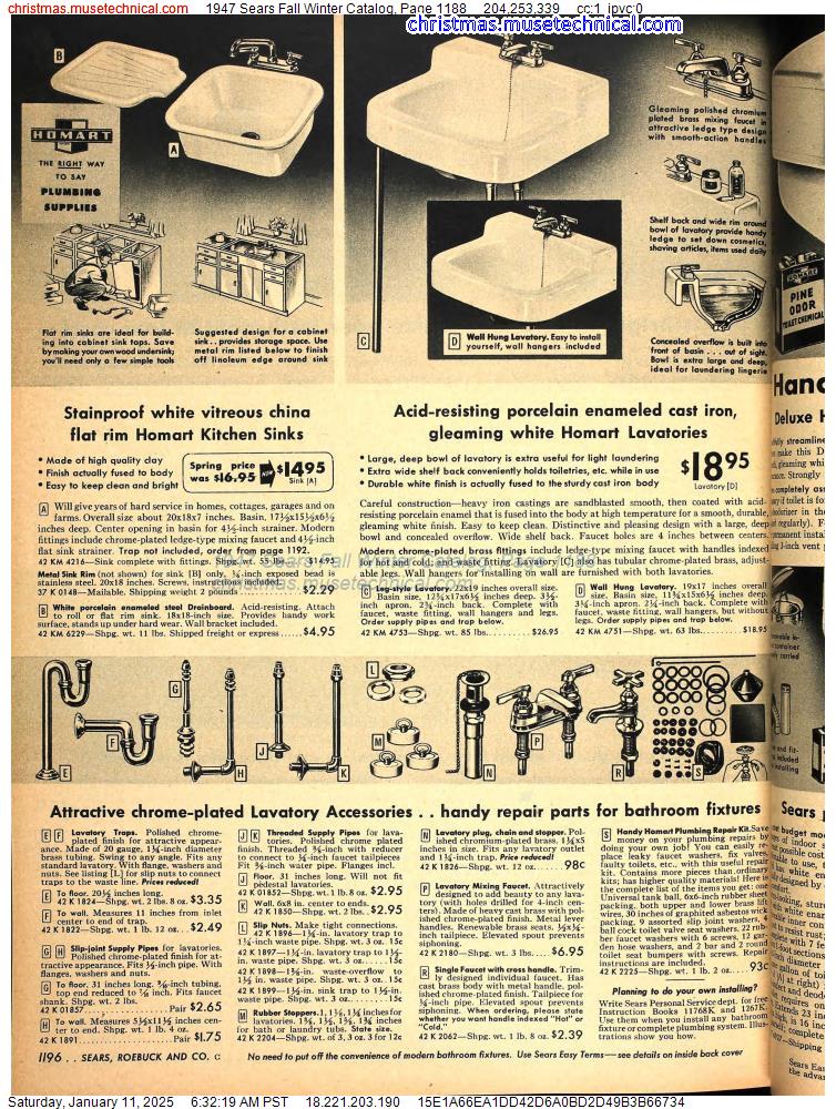 1947 Sears Fall Winter Catalog, Page 1188