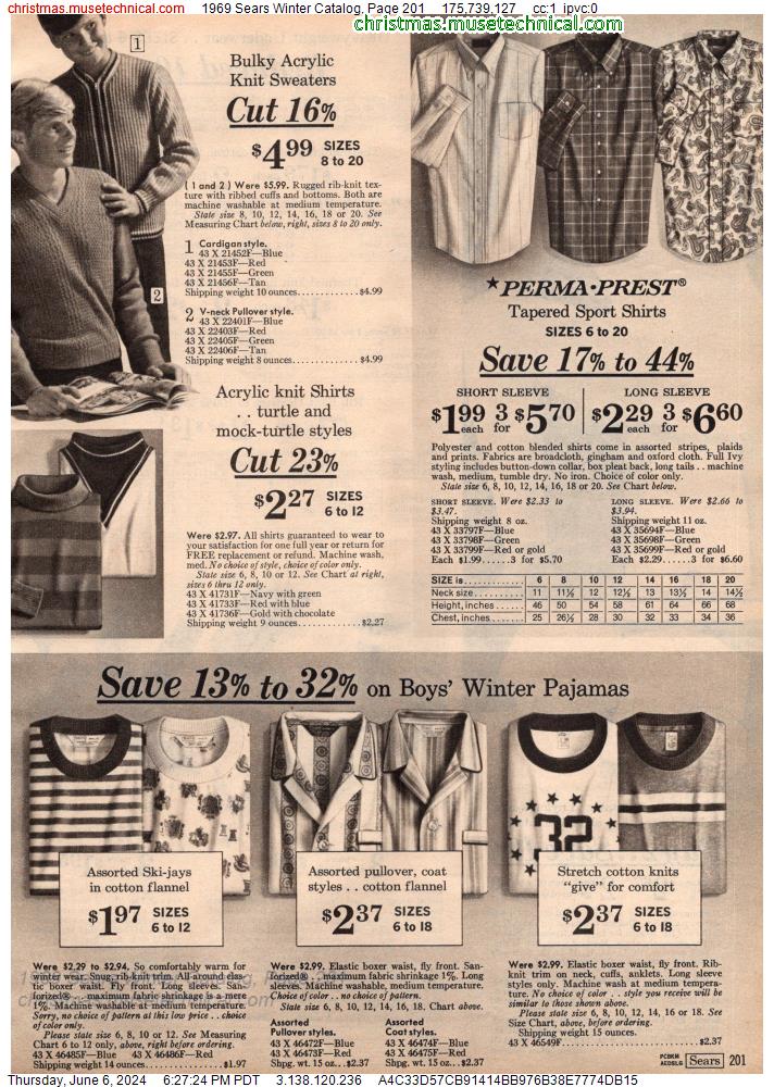 1969 Sears Winter Catalog, Page 201