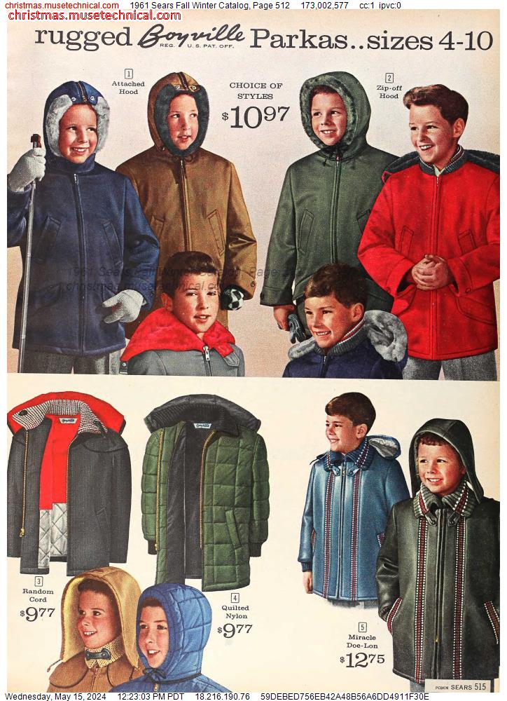 1961 Sears Fall Winter Catalog, Page 512