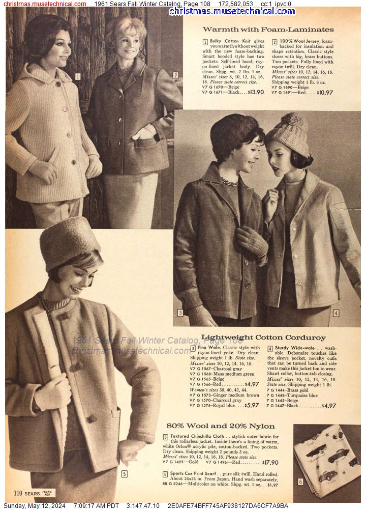 1961 Sears Fall Winter Catalog, Page 108