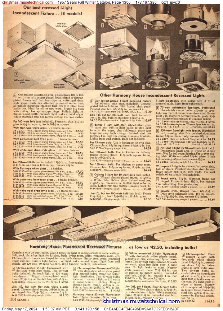 1957 Sears Fall Winter Catalog, Page 1306