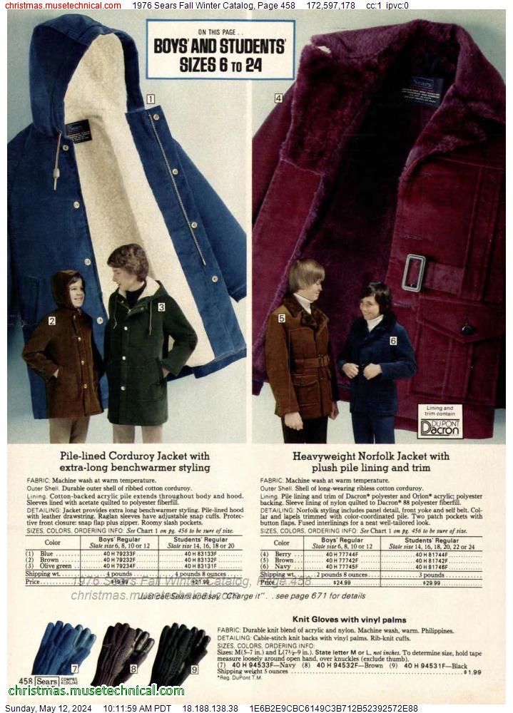 1976 Sears Fall Winter Catalog, Page 458