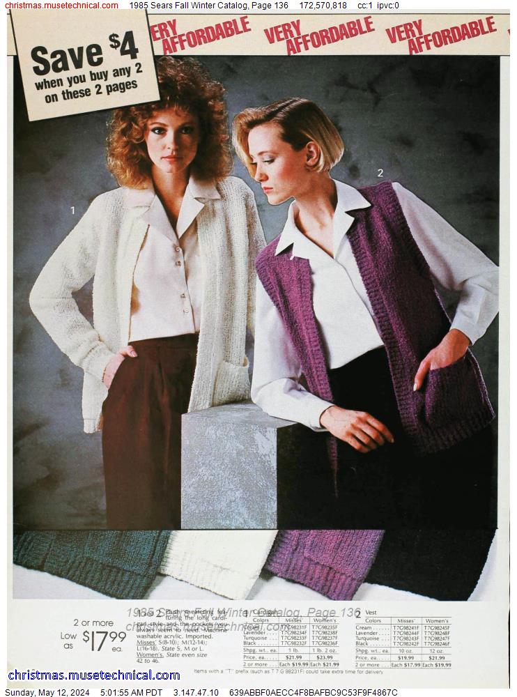 1985 Sears Fall Winter Catalog, Page 136