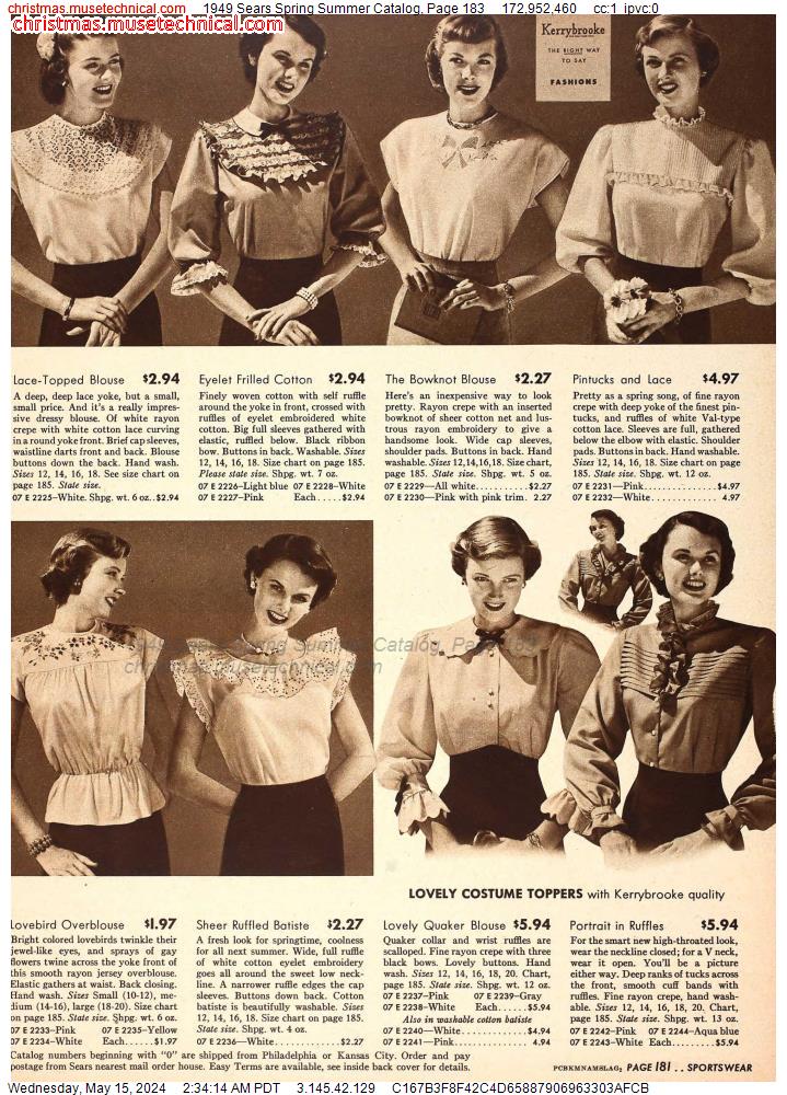 1949 Sears Spring Summer Catalog, Page 183