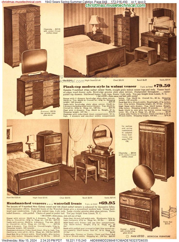 1943 Sears Spring Summer Catalog, Page 848