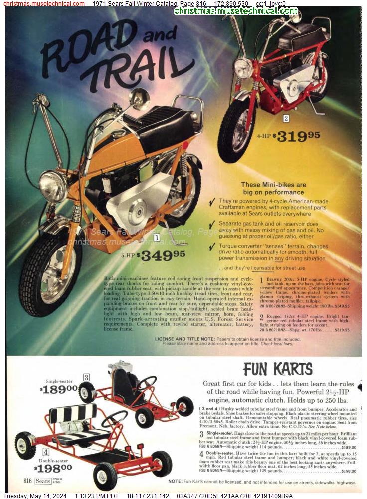 1971 Sears Fall Winter Catalog, Page 816