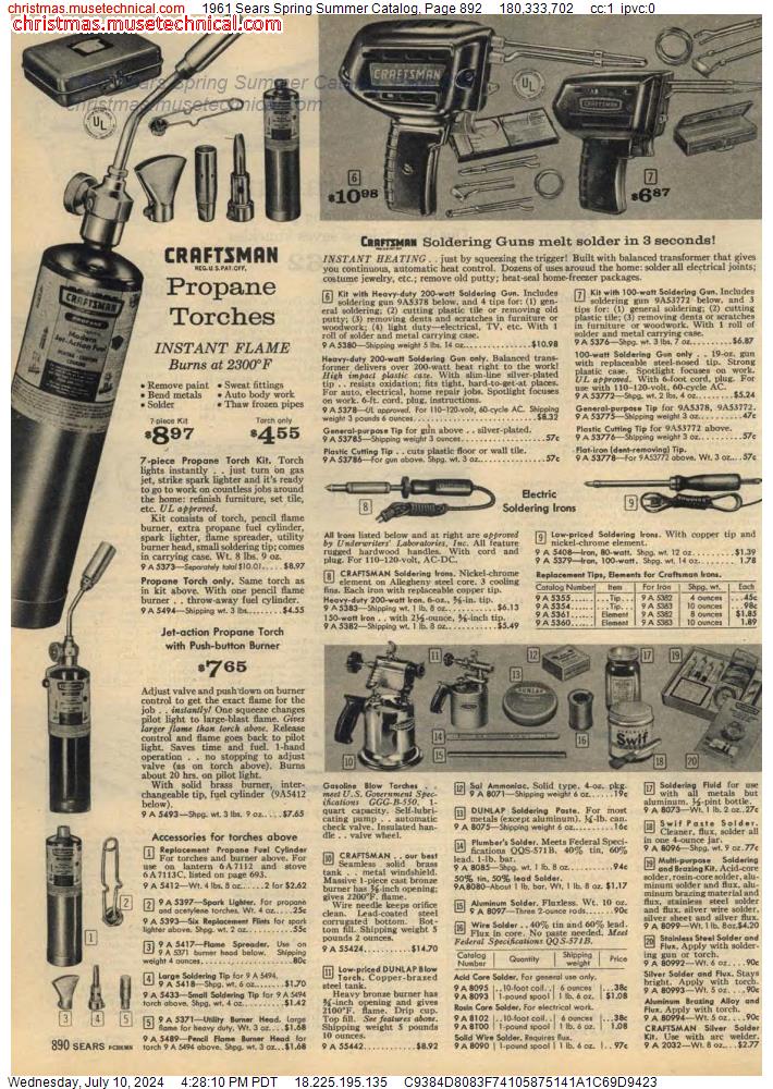1961 Sears Spring Summer Catalog, Page 892