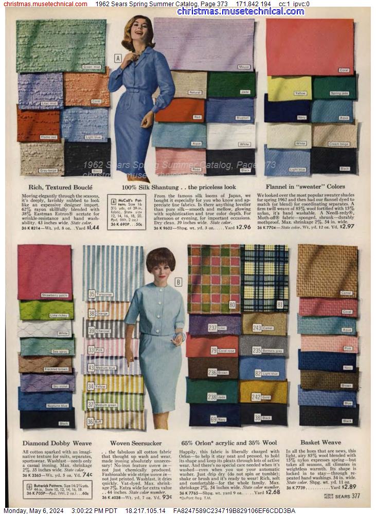 1962 Sears Spring Summer Catalog, Page 373