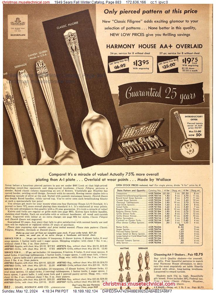 1949 Sears Fall Winter Catalog, Page 883