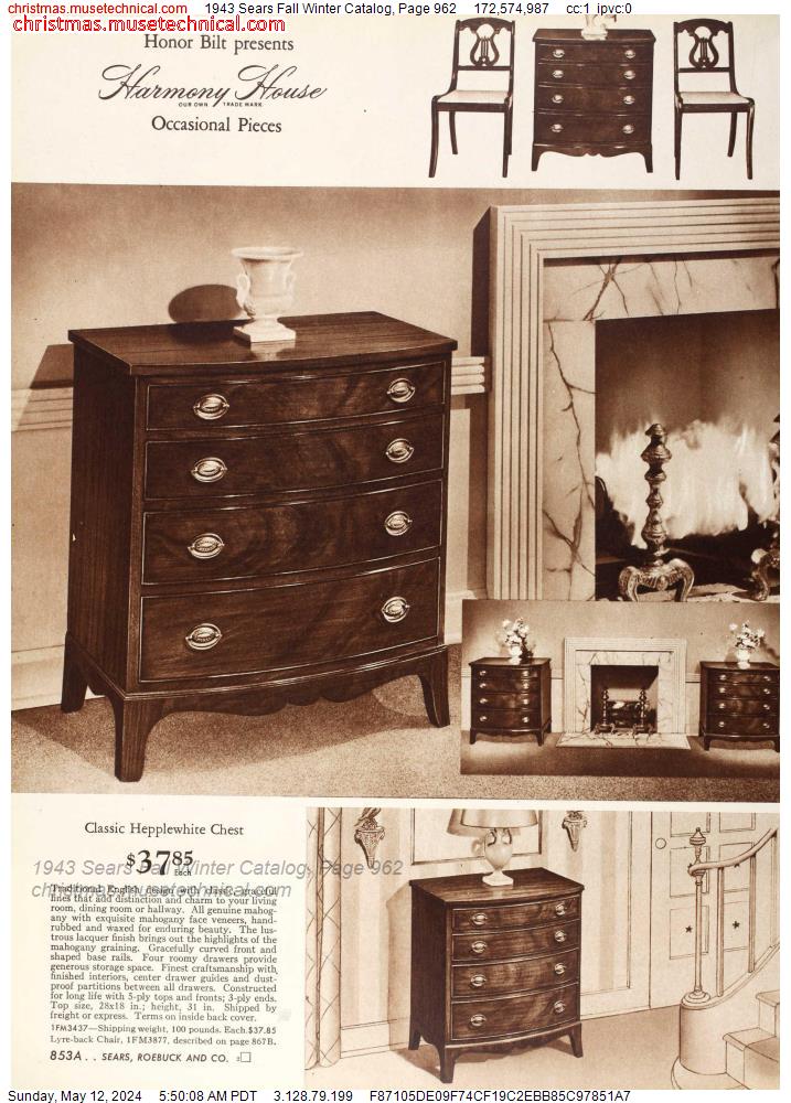 1943 Sears Fall Winter Catalog, Page 962