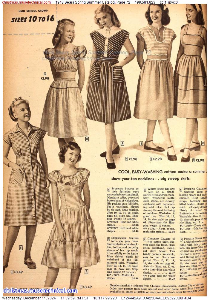 1948 Sears Spring Summer Catalog, Page 72