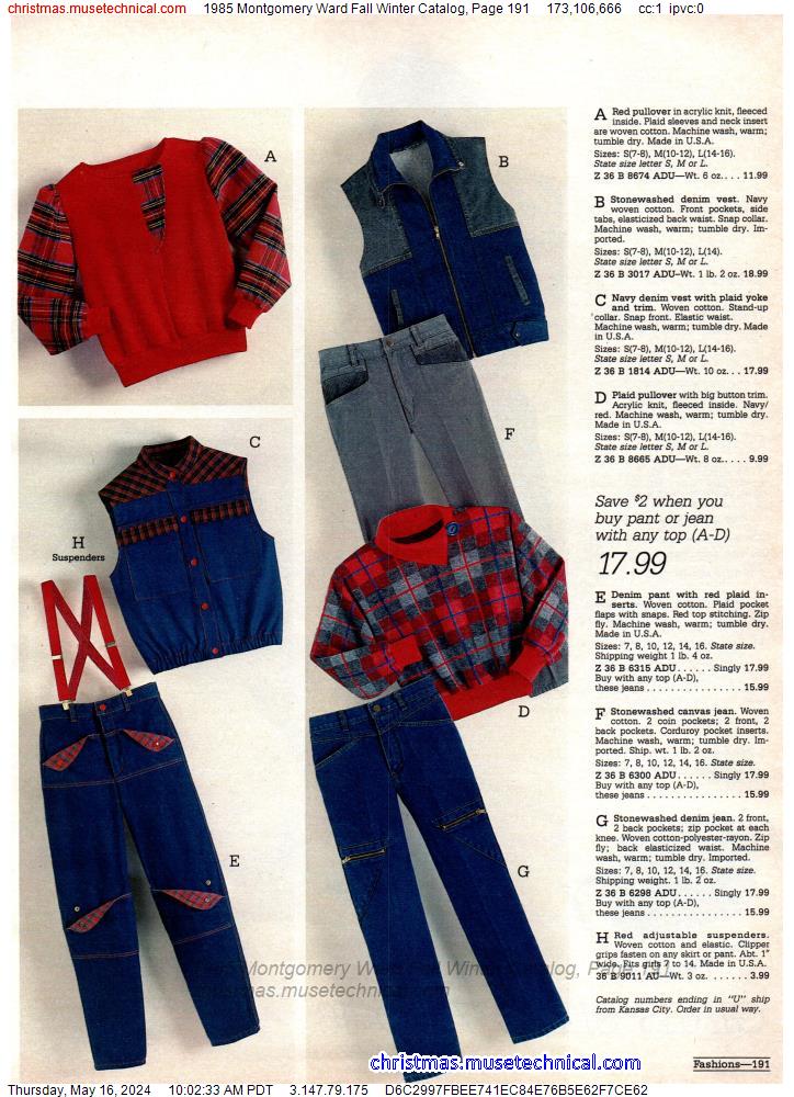 1985 Montgomery Ward Fall Winter Catalog, Page 191 - Catalogs & Wishbooks