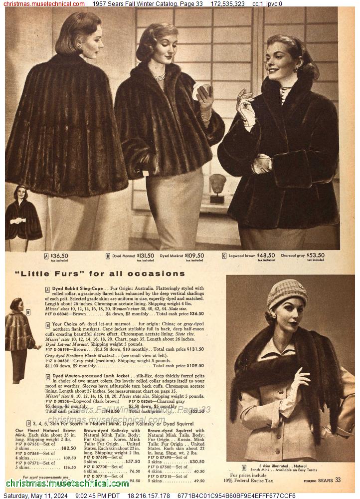 1957 Sears Fall Winter Catalog, Page 33