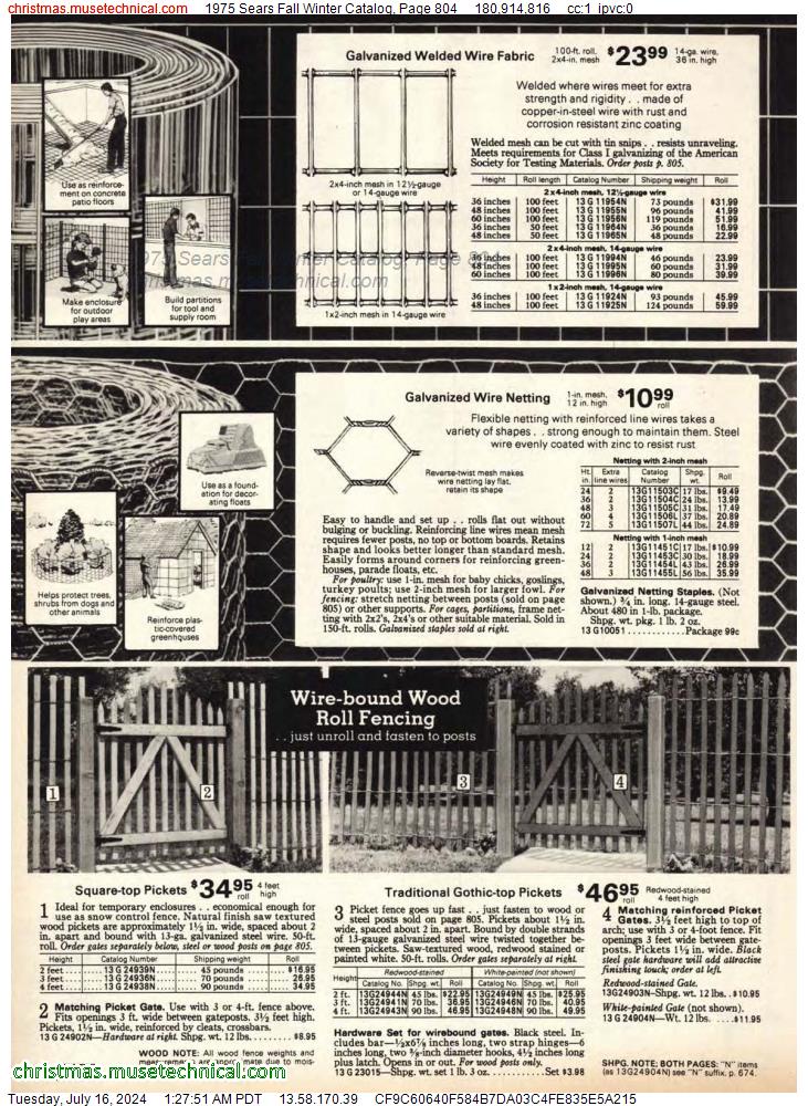 1975 Sears Fall Winter Catalog, Page 804