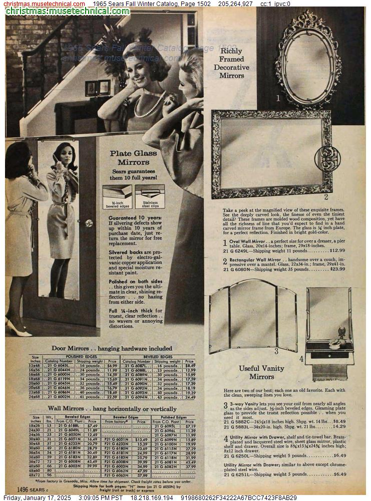 1965 Sears Fall Winter Catalog, Page 1502