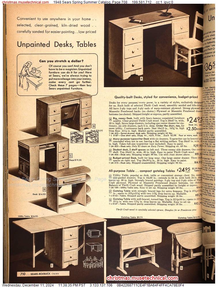 1948 Sears Spring Summer Catalog, Page 708