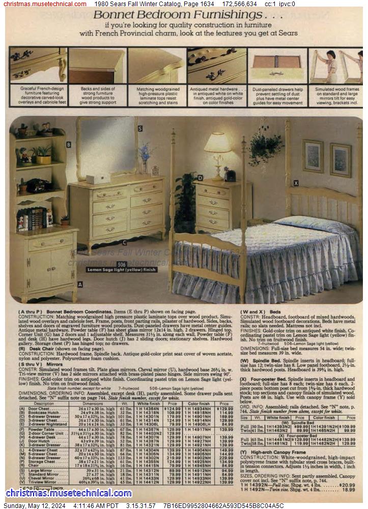 1980 Sears Fall Winter Catalog, Page 1634
