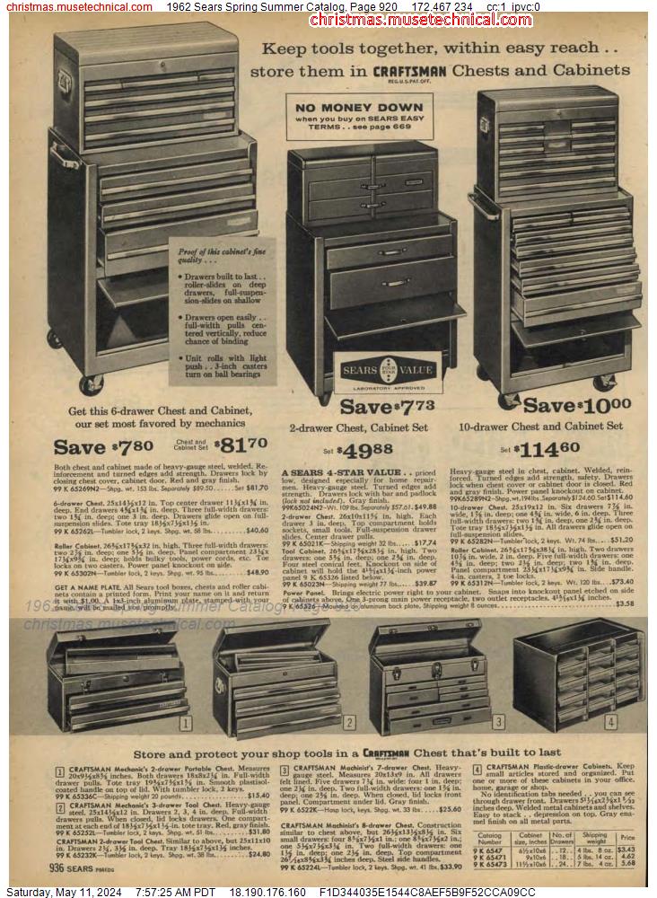 1962 Sears Spring Summer Catalog, Page 920