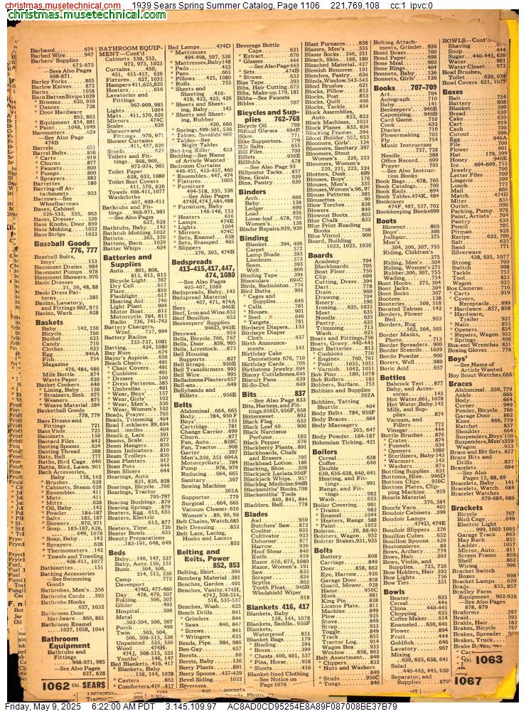 1939 Sears Spring Summer Catalog, Page 1106