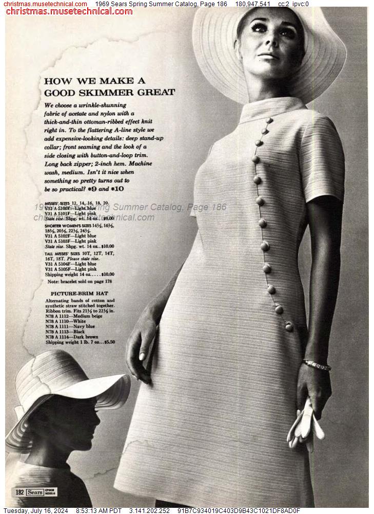 1969 Sears Spring Summer Catalog, Page 186