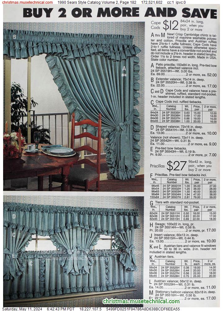 1990 Sears Style Catalog Volume 2, Page 182