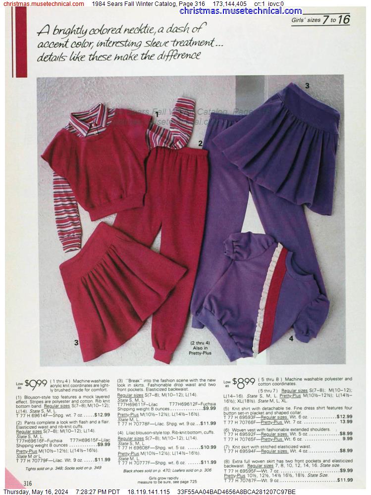 1984 Sears Fall Winter Catalog, Page 316