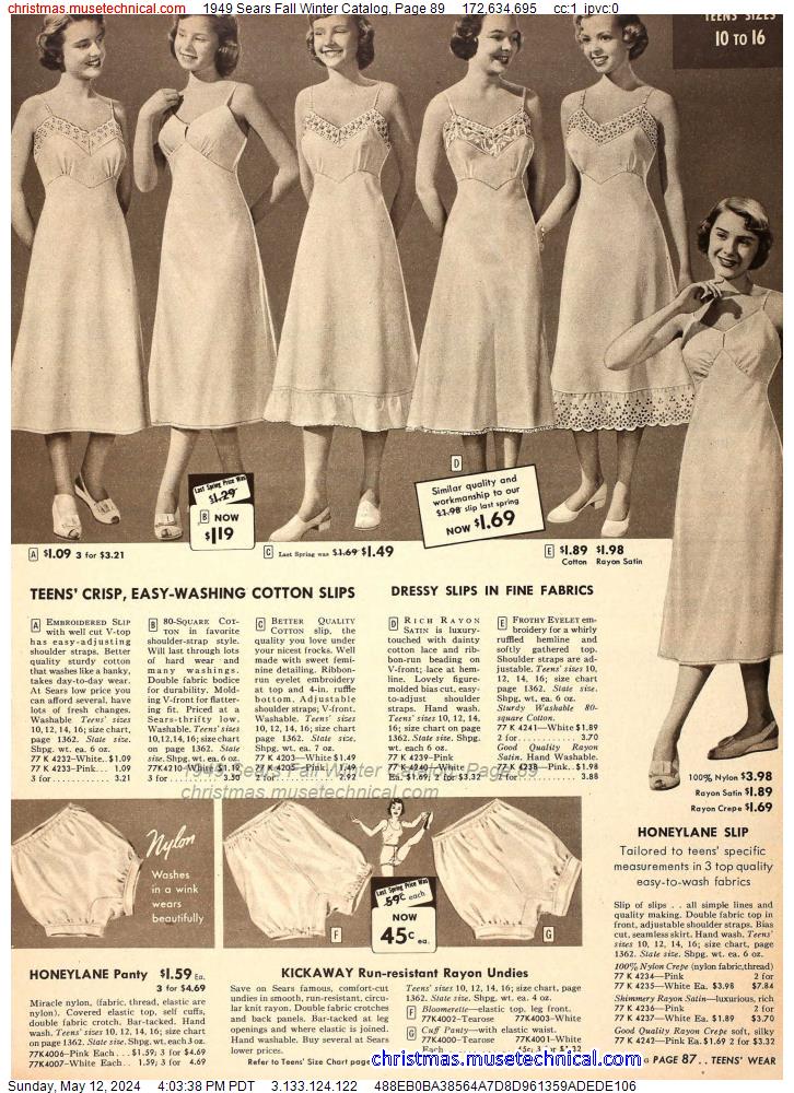 1949 Sears Fall Winter Catalog, Page 89