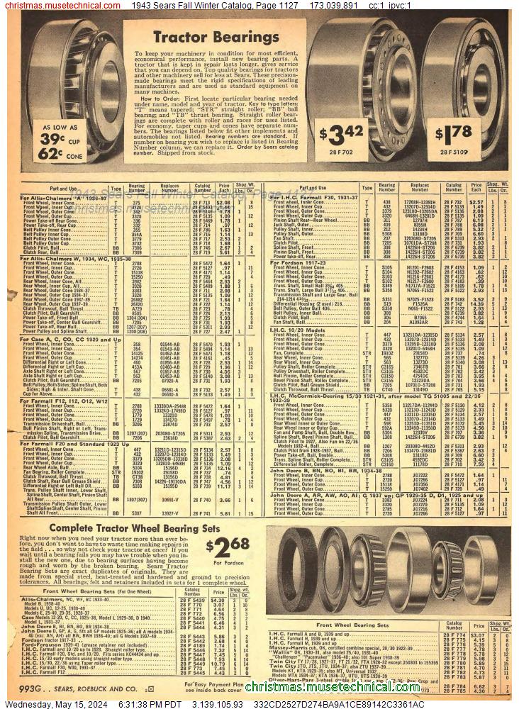 1943 Sears Fall Winter Catalog, Page 1127