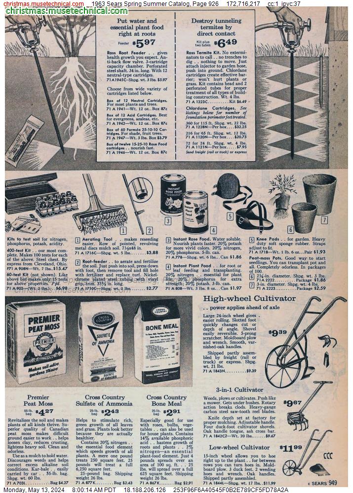 1963 Sears Spring Summer Catalog, Page 926