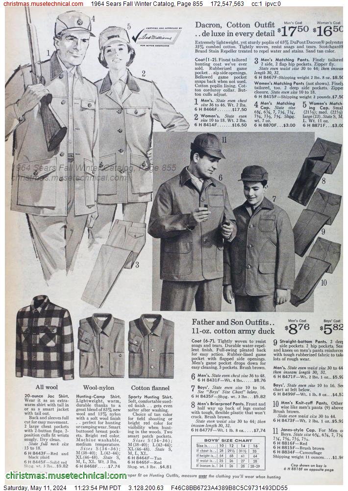 1964 Sears Fall Winter Catalog, Page 855