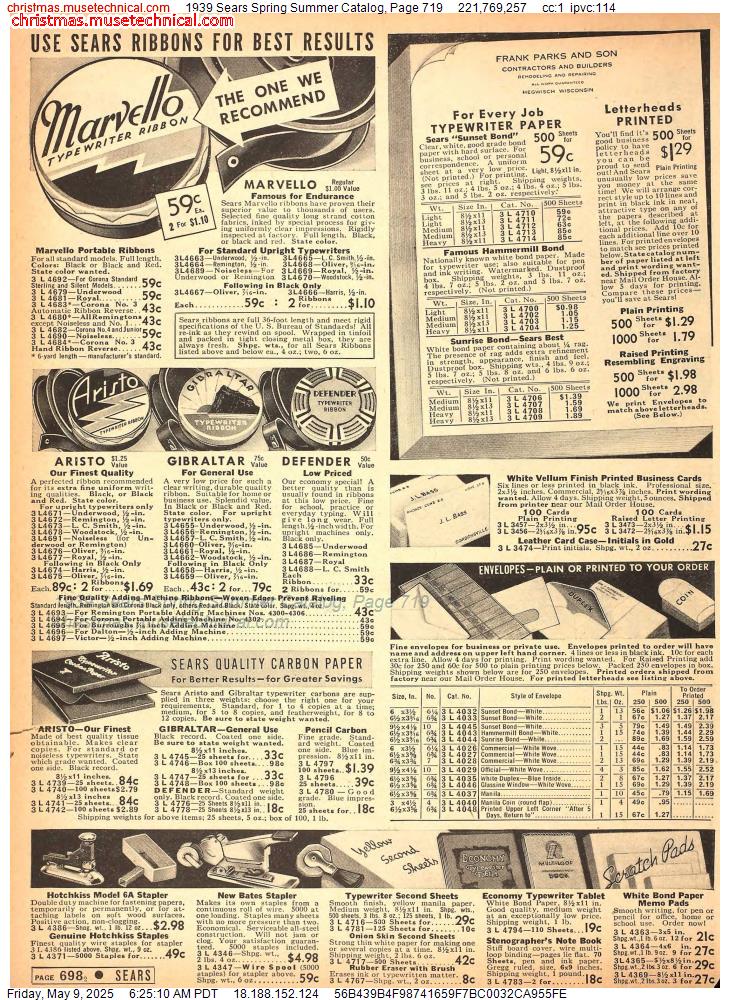1939 Sears Spring Summer Catalog, Page 719