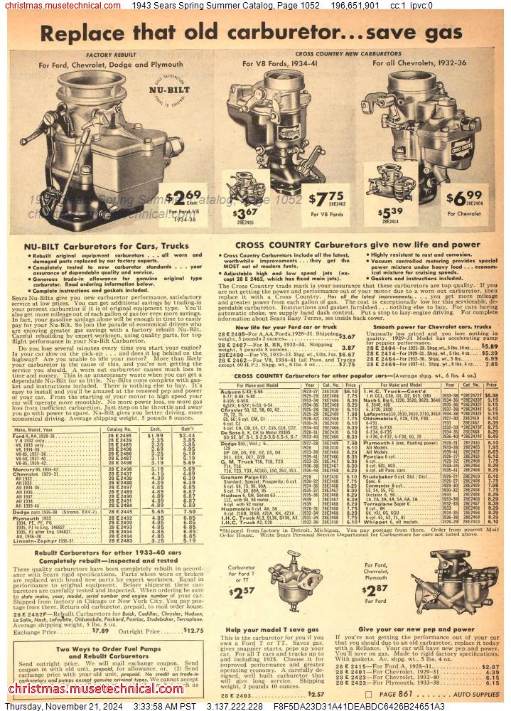 1943 Sears Spring Summer Catalog, Page 1052