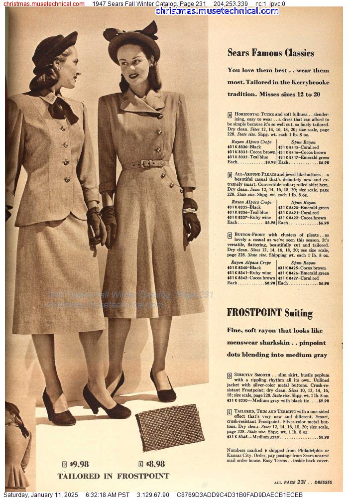 1947 Sears Fall Winter Catalog, Page 231