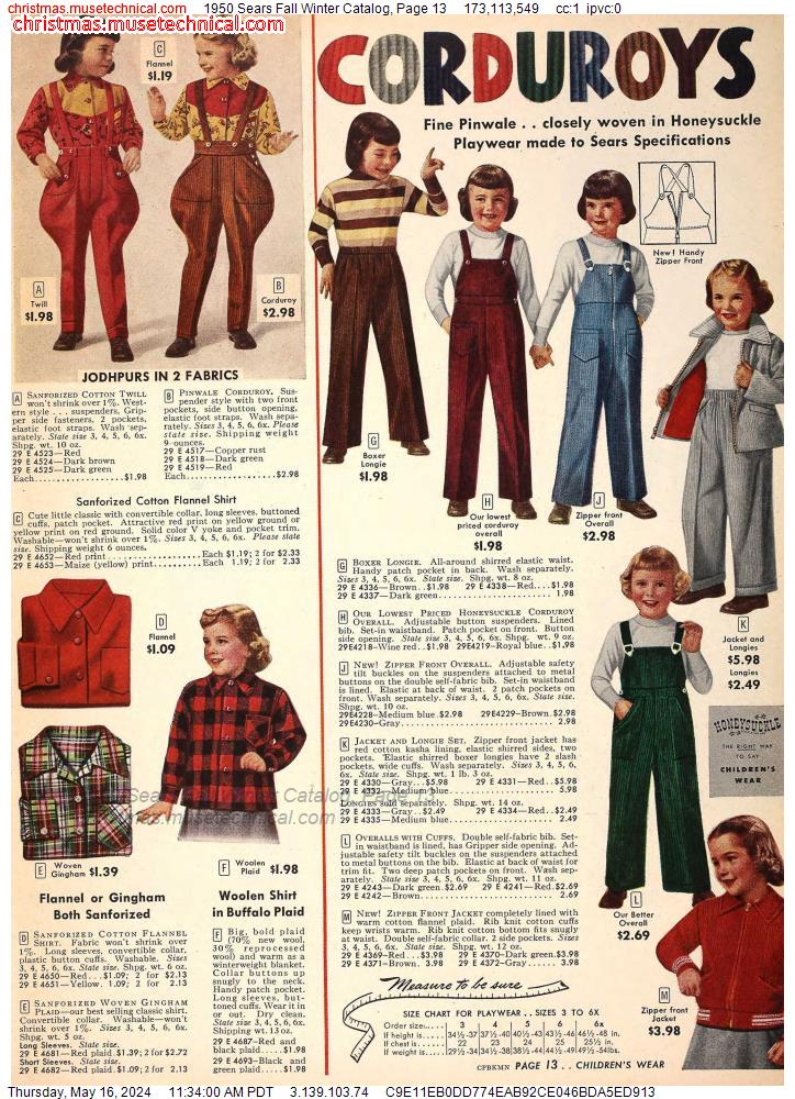 1950 Sears Fall Winter Catalog, Page 13