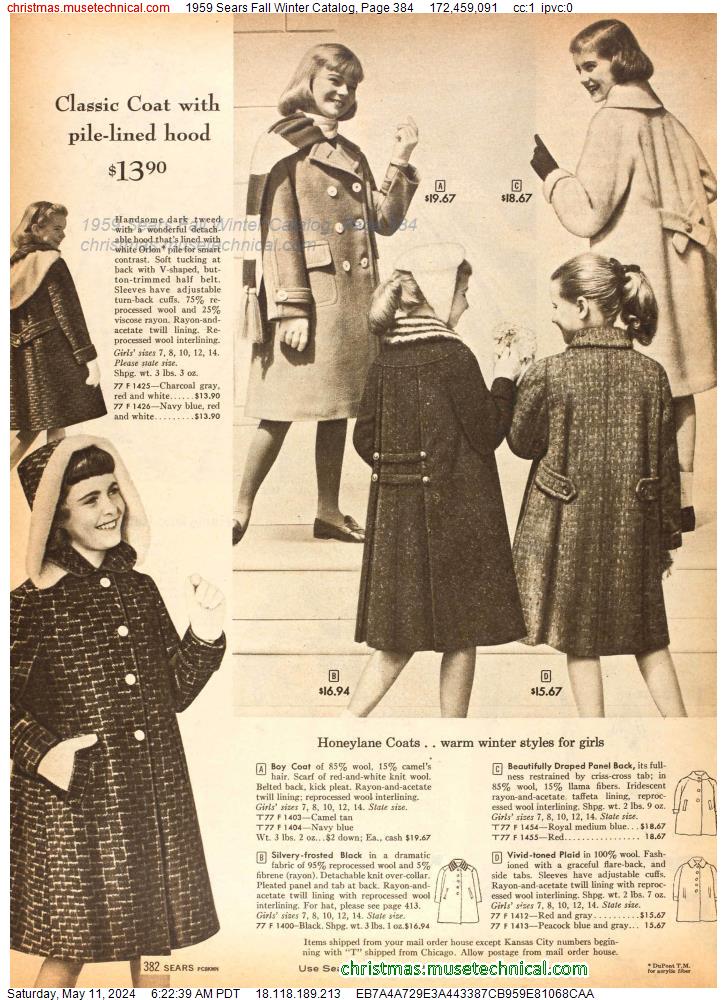 1959 Sears Fall Winter Catalog, Page 384