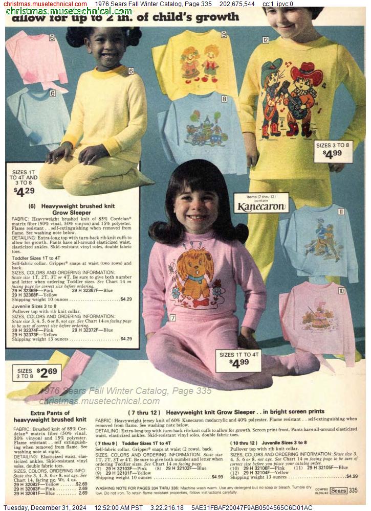 1976 Sears Fall Winter Catalog, Page 335