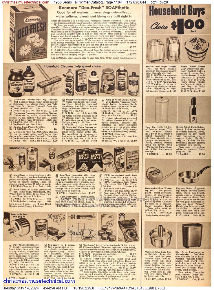 1956 Sears Fall Winter Catalog, Page 1104