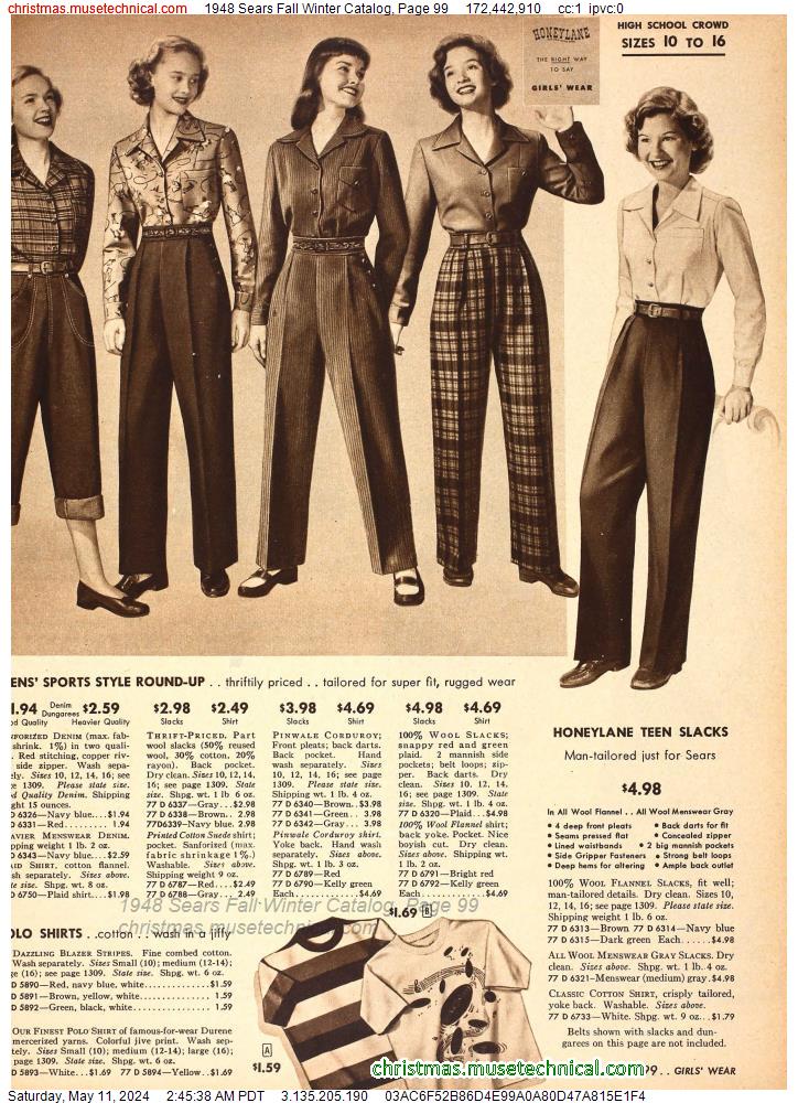 1948 Sears Fall Winter Catalog, Page 99