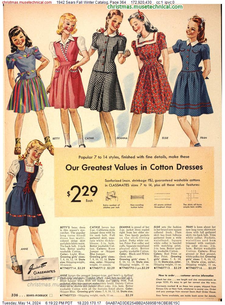 1942 Sears Fall Winter Catalog, Page 364