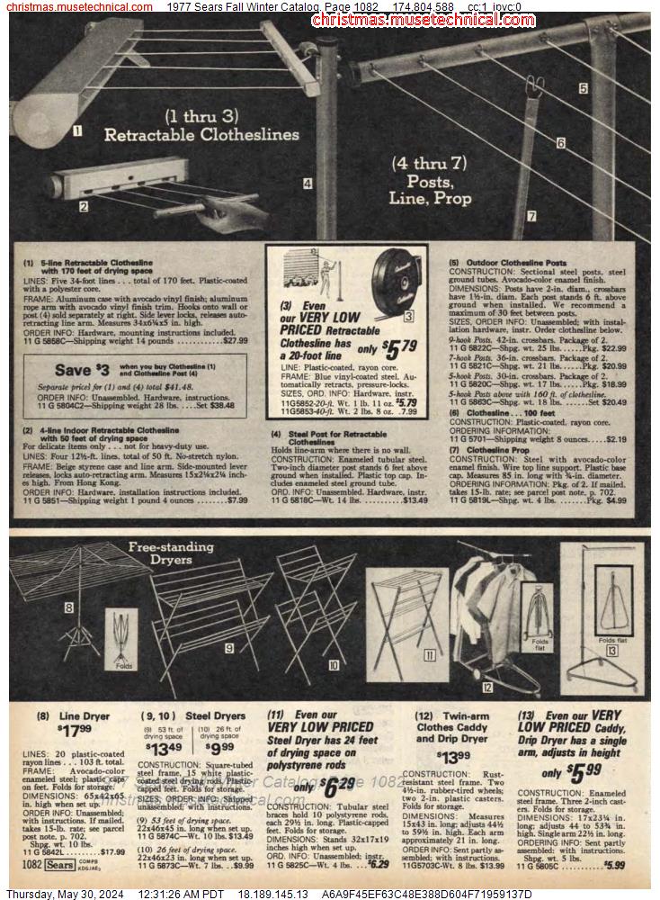 1977 Sears Fall Winter Catalog, Page 1082