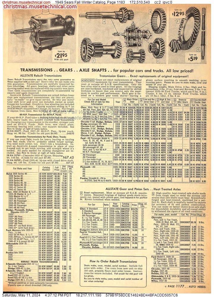 1949 Sears Fall Winter Catalog, Page 1183