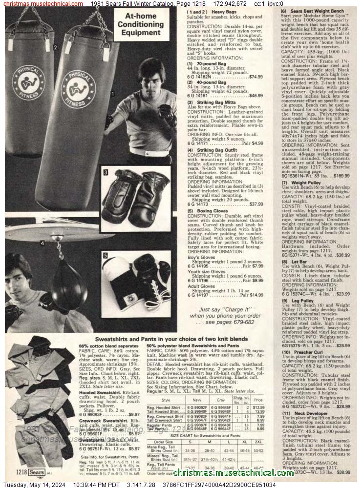 1981 Sears Fall Winter Catalog, Page 1218