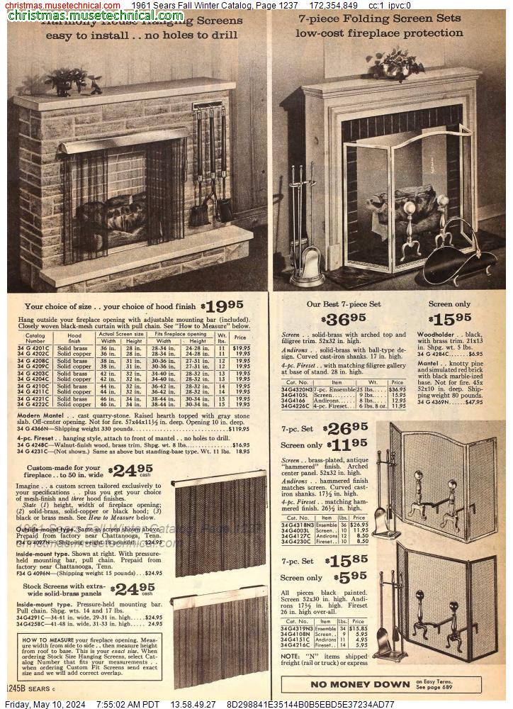 1961 Sears Fall Winter Catalog, Page 1237