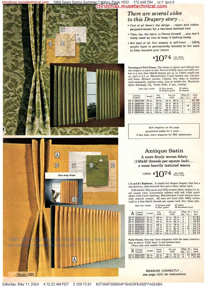 1968 Sears Spring Summer Catalog, Page 1033