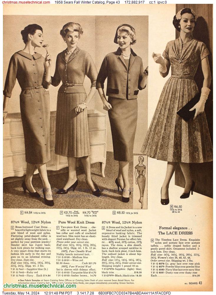 1958 Sears Fall Winter Catalog, Page 43